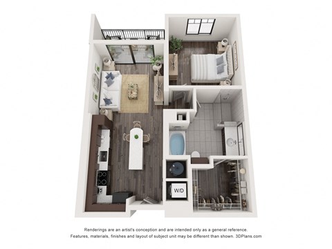 Edge at Flagler Village apartments in Fort Lauderdale Florida photo of one bedroom floorplan